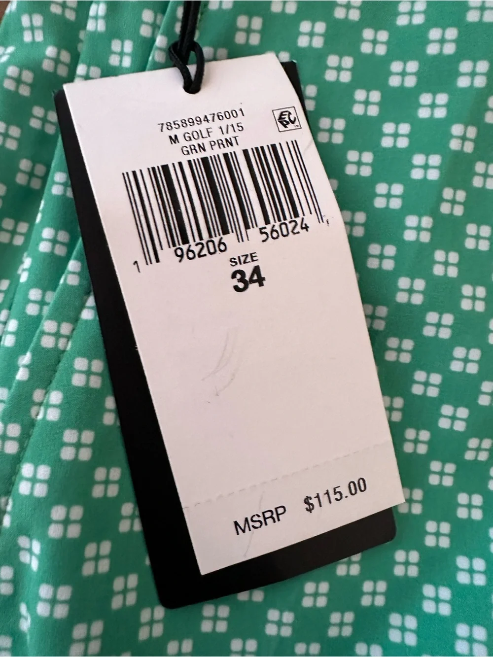 Ralph Lauren RLX Men's Green Micro-Pattern Tailores fit Golf Shorts 34‎ NWT
